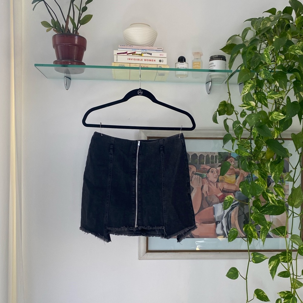 Zara grey denim mini skirt